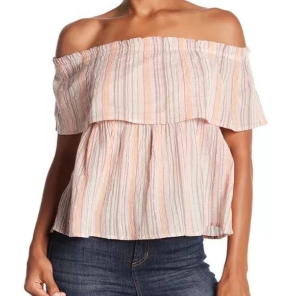 Lucky Brand Tops - Lucky 🍀Brand off the shoulder striped shirt